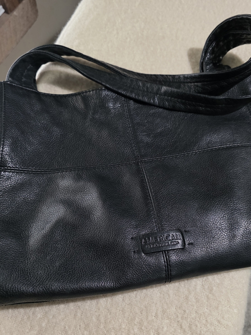 American Leather Co. Black Pebbled Leather Shoulder Bag